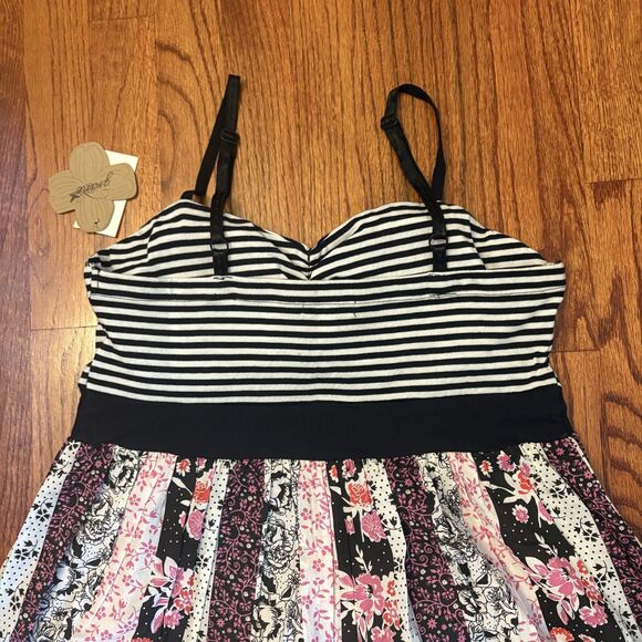 GRANE Boho Floral & Stripe Colorblock Sundress- Size L NWT - Picture 4 of 6